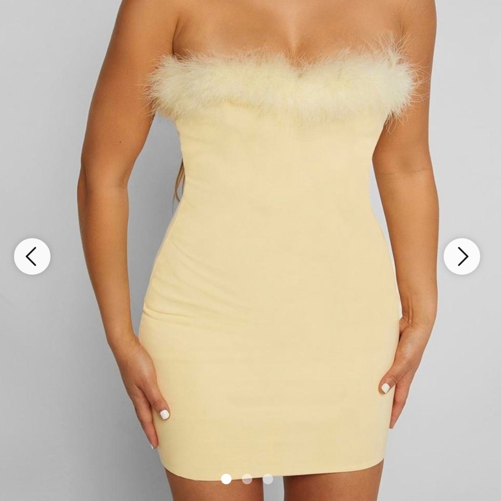 TigerMist Yellow Fuzzy Mini Dress